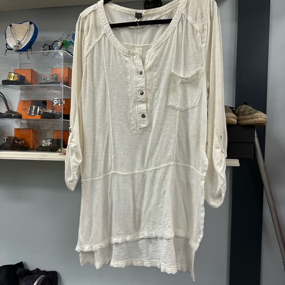 We The Free by Free People White Henley Tunic Top Size Small - Picture 7 of 7